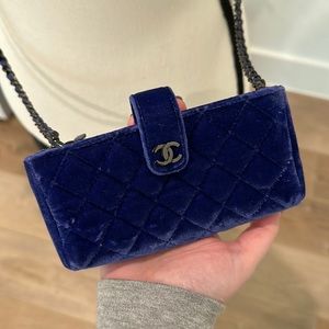 Mini Blue Velvet Chanel Crossbody Bag